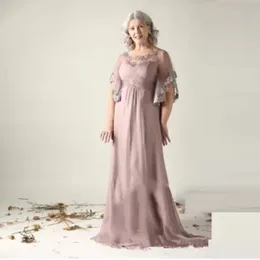 Plus Size 2022 Mutter der Braut Kleider Kurzarm Spitze Appliziertes Chiffon Langes Abendkleid für Hochzeiten