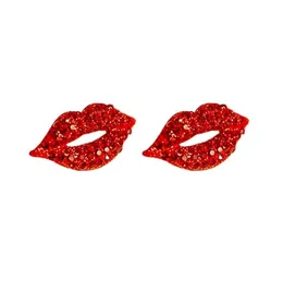 Sexy Red Lip Diamond Stadniny Kolczyki Vintage Wypełnij Rhinestone Duży Stud Kolczyk Kobiety Dziewczyna Party Biżuteria Walentynki prezent