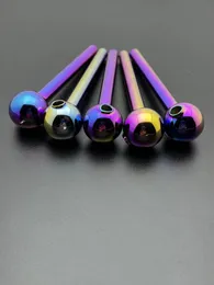 2022 Glasrör oljebrännare Bong Hookah Mini Plated Colorful Glass Liten Straight Pot Pipe