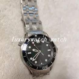 luxe horloge 42 mm automatisch mechanisch buiten herenhorloges horloge zwarte blauwe wijzerplaat met roestvrijstalen armband draaibare bezel transparante achterkant