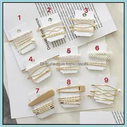 헤어 핀 액세서리 도구 제품 골드 메탈 미니멀리스트 기하학적 거리는 단지 모방 진주 헤어 핀 바렛 헤어 그립 스타일링 DR