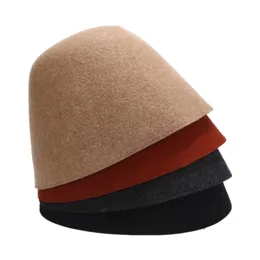 Topp hink hatt mode svart hopfällbar mjuk filt hatt panama kvinnor varm ull cloche hatt fast vinter hink hattar cap 220812