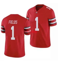 CUSM OHIO State Buckeyes Justin Fields Jersey Red Men Women Youth Fex Nothing Number XS-5XL
