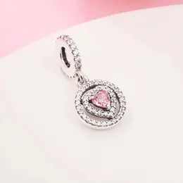 2022 Mother's Gift 925 Sterling Silver Sparkling Double Halo Heart Dangle Charm Bead Fits Pandora Bracelet DIY Jewelry Making Loose Beads Accessories 791476C01