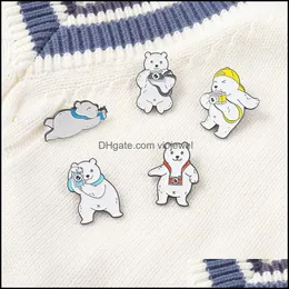 Piny broszki biżuteria Europejska kreskówka Pogna Polar Bear Bear Brooch Brooch Pin unisex zwierzę z aparatem Seria odzieży Ozdoby Dostęp