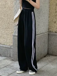Houzhou Black Heatpants vrouwen herfst Koreaanse stijl Fashion Print Baggy Pants Joggers Casual all-match hoge taille broek 220713