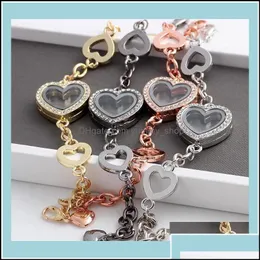 Charm Bracelets Jewelry 5Pcs Selling Crytsal Heart Floating Lockets Bracelet Alloy Wedding Women Bangle Jewellery1 Drop Delivery 2021 Gwq86