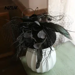 Headpieces NZUK Ladies Wedding Hat Fascinators Feathers Women Elegant Cocktail Party Bridal Hats Hairband Accesorios Boda Decoracion