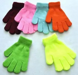 Weihnachtsgeschenke Kinder Winterhandschuhe Einfarbig Candy Vollfinger Magic Knit Warm Jungen und Mädchen Ski Stretch Outdoor Stricken DD