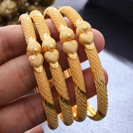 Bangle 4pcs/lot Dubai Heart Wedding Gold Color Bangles For Women Girls Bride Ethiopian Bracelet Africa Arab Jewelry Charm