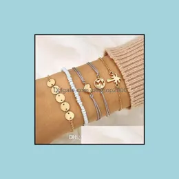Bangle armband smycken 8 stilar uppsättning armband skiktade pärlband armband justerbar charm pendent stack wrap för kvinnor flicka droppleverans 20