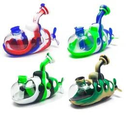 Submarine silicone water pipe HOOKAHS mini bong Filter glass pipes with fittings