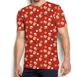 CJLM Red Mens Shortsleeved Tshirt Christmas Gift Hous