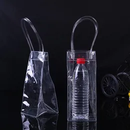 Clear Plastic Ice Wine Bag Single Wine Bottle Bag Food Container Drinking Storage Kitchen Accessories RRE13732