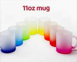 11oz Sublimation Glass Mugs blank Frosted Glasses Water Bottle gradient colors printing tumblers DIY coffee mugs