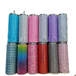 20oz Rhinestone Hasar sütü çay bardağı paslanmaz çelik elmas çukurlu araba su fincanı