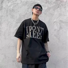 Summer Harajuku T Shirts Men's Punk Tops Printed Diamond Don't Smoke Sleep Unisex Tshirt Women Tee Couples Clothing 220527
