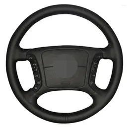 Ratthjul täcker svart biltäcke DIY hand sömnad äkta läder för e46 318i 325i e39 e53 x5steering coverssteering