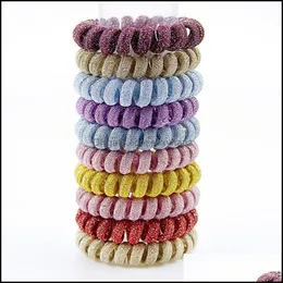 Hair Rubber Bands Jewelry Handmade 5.5Cm Cloth Telephone Wire Cord Tie Big Girls Children Elastic Hairbands Rope Rin Dhj2L