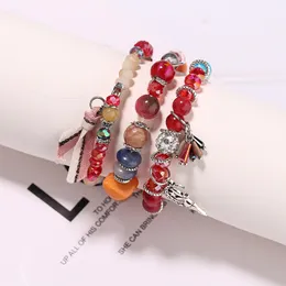 S2987 mode smycken bohemiska kvinnor strängar färgglada handgjorda kristallpärlor armband romantiska flerskikt charms pärlband armband