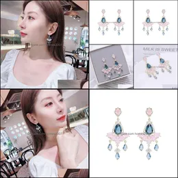 Fashion Earrings Liyu Jewelry S925 Sier Needle Summer Color Zircon Long Heavy Industry Geometric Small Fresh Water Drop 0221 Delivery 2021 C