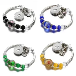 Bracelets de charme beleza beleza cor de cor de cor de vidro miçangas de vidro Snap Flexible Fit Buttons 18mm Jóias de joalheria