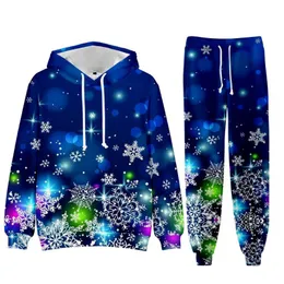 Men's Hoodies & Sweatshirts Christmas Product Snow Floating Series 3D Digital Hooded Sweater Trousers Casual Suit Fo Men And WomenMen's