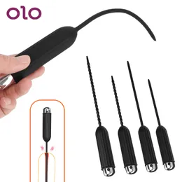 OLO With Bullet Vibrator Insertion Urethral Plug Soft Sound Dilator Catheter Penis sexy Toys for Man 10 Frequency