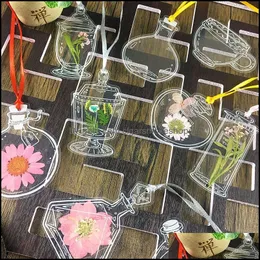 북마크 데스크 액세서리 사무용 학교 용품 비즈니스 산업용 창조적 인 수제 투명한 말린 꽃 수제 초본 초마 DIY 매트