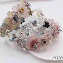 2020 handmade flower gem pearl Baroque luxury colorful crystal rhinestone flower hair band 824 AA220323