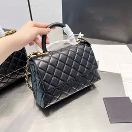 Totes 22SS Frauen Flap Co -Handlungskanalbeutel Hochwertige Kalbskäulchen Kaviar Schwarz Designer -Taschen Handtasche Gold Hardware mit Lederkettenkreuzkörper