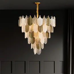 Luz Luxo Lustre Creative Pena Sala de estar Chandelier Modern Villa Dining Rooms Vidro Lustres grandes