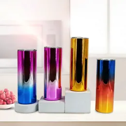 20 أوقية مرآة مستقيم tumblers electroplating نحيل بهلوان الفولاذ المقاوم للصدأ فراغ معزول كأس القهوة المياه المحمولة B1