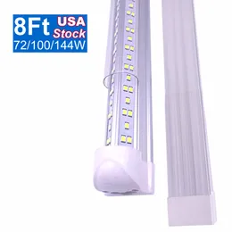 LED Shop Light Fixture 8Ft, T8 Tube 72W 100W 144W Clear Cover, V Shape, Daylight White Hight Output 15000lm , Integrated Bulbs for Garage, Warehouse, Plug and Play OEMLED