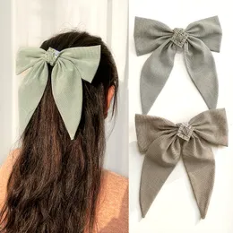 2022 Vintage Plaid Rhinestone Bow Clips Hair Accessories Women Girls Accessoire Cheveux Pince Pinzas Para El Pelo Headwear
