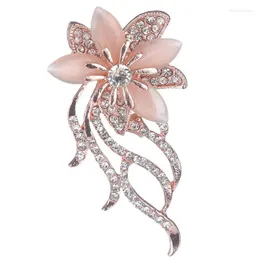 Pins Brooches Stylish Simplicity Opal Stone Flower Pin For Women Cute Bijouterie High Quality Corsage Fashion Wedding Jewelry1