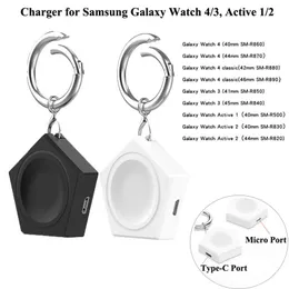 Magnetisches tragbares Mini-Typ-C-Micro-Uhrenladegerät für Samsung Galaxy Watch4 Watch3 Active Active2 Smartwatch, kabelloses Ladegerät, Schlüsselanhänger-Ladegerät