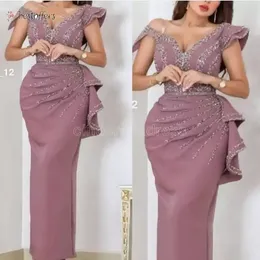 2022 Sexy V Neck Straight Evening dresses Long Caftan Party Crystals Beading Evening Gowns Vestidos Formals Dubai Dress BC12036