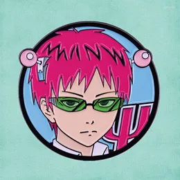 Pimler broşlar saiki kusuo no sai-nan yeşil renkli gözlük pembe antenler emaye pimi Japon doğaüstü anime manga broş seau22