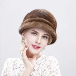 القبعات Piel de Visón Natural Para Mujer، Sombreros Marca Lujo A La Moda، Alta Calidad، Gruoda Y Cálida