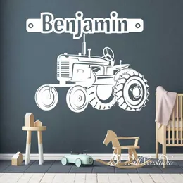 Wall Stickers Personalized Name Tractor Decal-Tractor Decal-Farm Mural Art Decal-Boy Decal A14-031