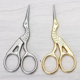 Fast Delivery Gold Plated Silvery Small Clipper Stainless Steel Crane Shape Scissors Animal Carving Retro Hot Sell Home Tool