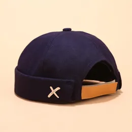 Berety haftowe literę mężczyzn kobiety Skullcap kapelusz kapelusz swobodny doker marynarz mechanik Brimless Solid Kolor Regulowane bawełniane kapelusze