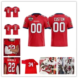 Camisa de futebol USFL Generals 2022 Luis Perez De'Andre Johnson KaVontae Turpin Randy Satterfield Shalom Luani Chris Orr Darius Victor Trey Williams Tyshun Render