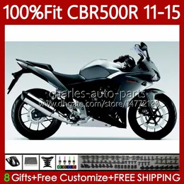 OEM Fairings Kit för Honda CBR 500 R CC 500R RR 2011 2012 2013 2014 2015 BODY 126NO.74 CBR500RR Glans Silver CBR500 RR 11-15 CBR500R 11 12 13 14 15 Injektionsformkroppar