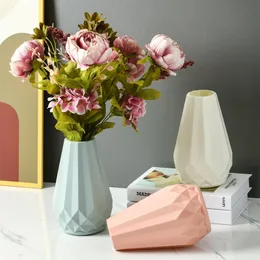 Vaser nordisk plast vas kreativ blommor arrangemang våt och torra valentiner gåva drop-resistenta hemdekorvaser