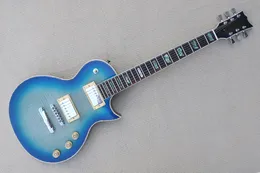 Factory Custom Blue Electric Guitar with Flame Maple Veneer,Chrome Hardwares,Rosewood Fretboard,Abalone Fret inlay,Can be Customized