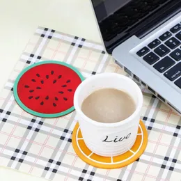 Fruit Silicone Coaster Mats Pattern Colorful Round Cup Cushion Holder Thick Drink Tableware Coasters Mug pad