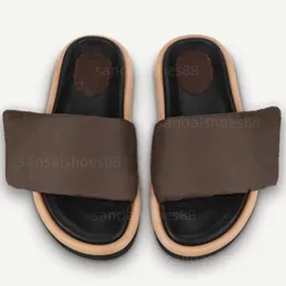 Diseñador Sliders Zapatillas Mujer Sandalias Famoso Sunset Flat Comfort Mules Ajustable Acolchado Correa delantera Zapatillas Pool Pillow Slide Hombre Slides Zapatos al aire libre