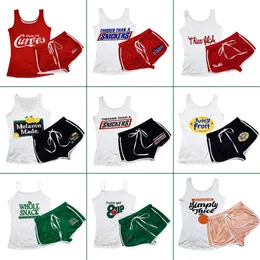 Womens Shorts Sets Tank TopShorts Summer Clothes For Women Sports Fitness Plus Size Two Piece Suit Tracksuits Wholesale Items 220526